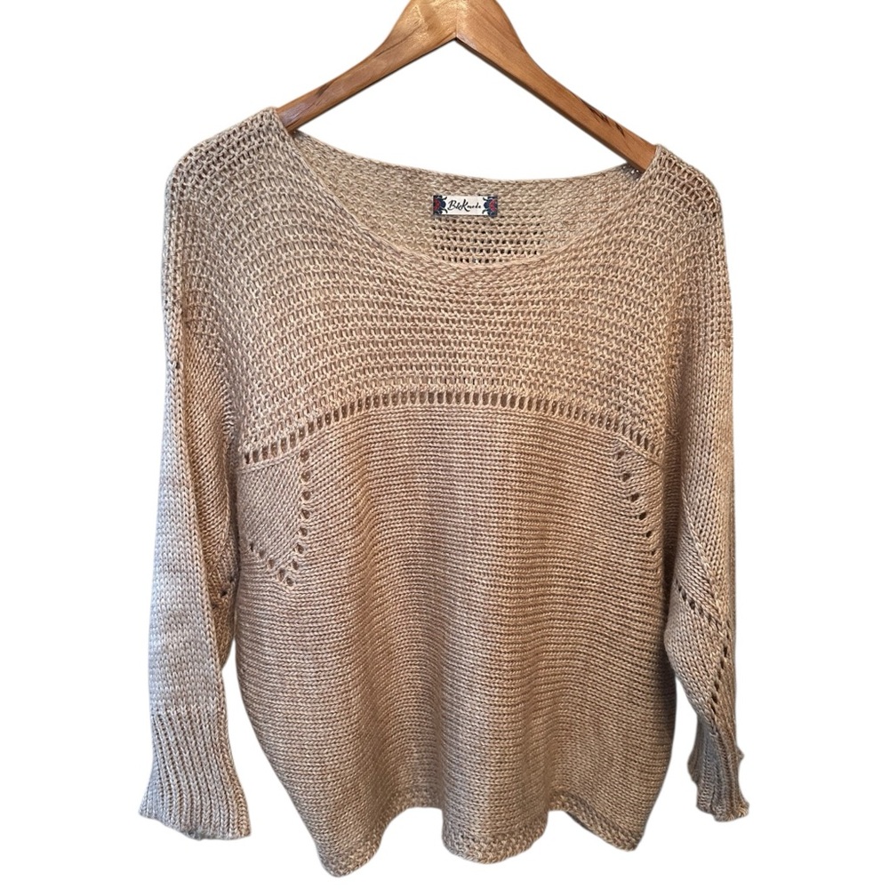 B&K Moda Open Knit Sweater Top Women's One Size  RelaxedFot Boho Lagenlook